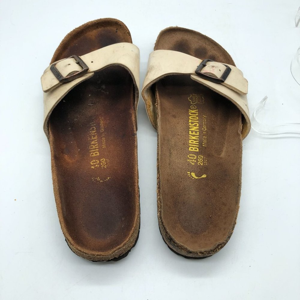 Birkenstock Madrid BirkoFlor Sandals Slides Shiny Ivory 40 Womens US 9 Narrow - Picture 7 of 11